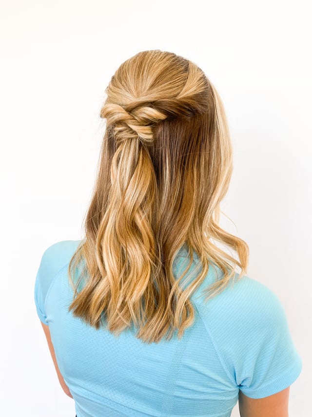 Half-up twist with soft waves